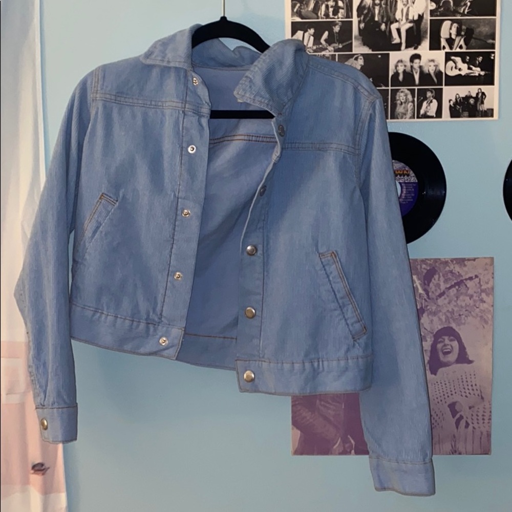 corduroy jean jacket, light blue